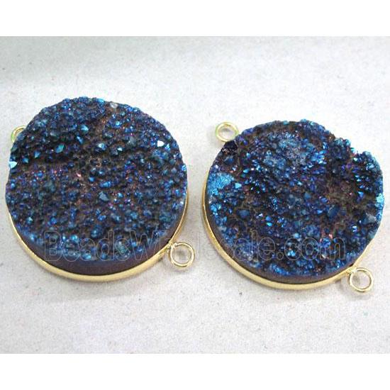 quartz druzy linkers, blue electroplated