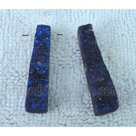 druzy quartz earring pendant, blue plated