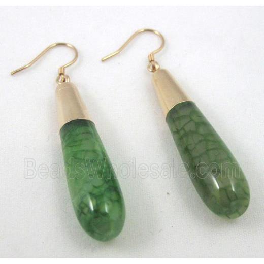 green agate earring, teardrop