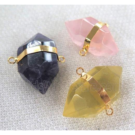 mixed gemstone connector, double-point