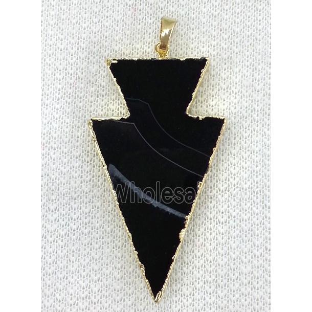 Agate arrowhead pendant, black