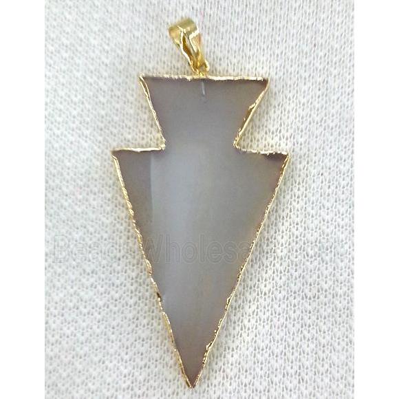gray Agate arrowhead pendant