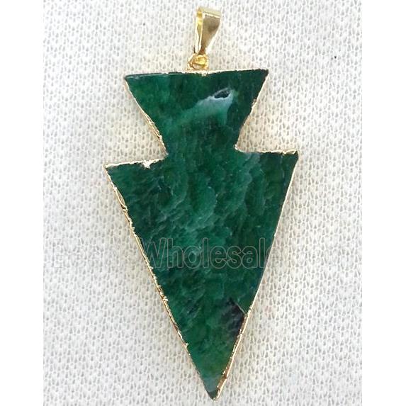agate pendant, arrowhead, green