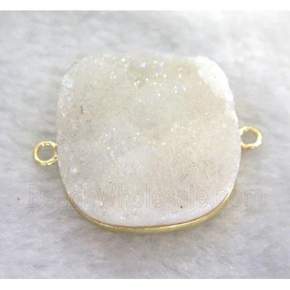 white druzy quartz connector, ab-color