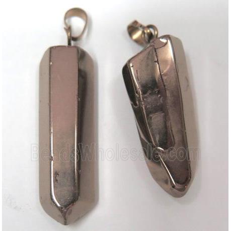 clear quartz pendant, stick, coffee electroplated