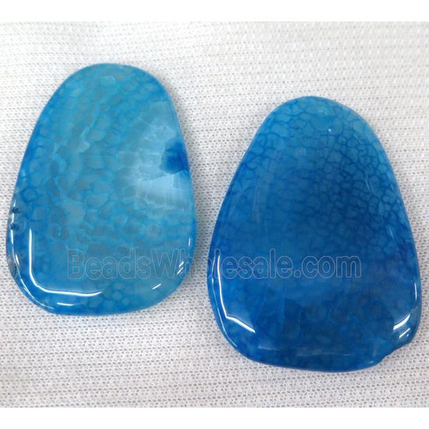 agate slice pendant, freeform, blue