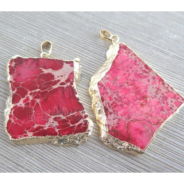 hotpink Sea Sediment Jasper pendant, freeform