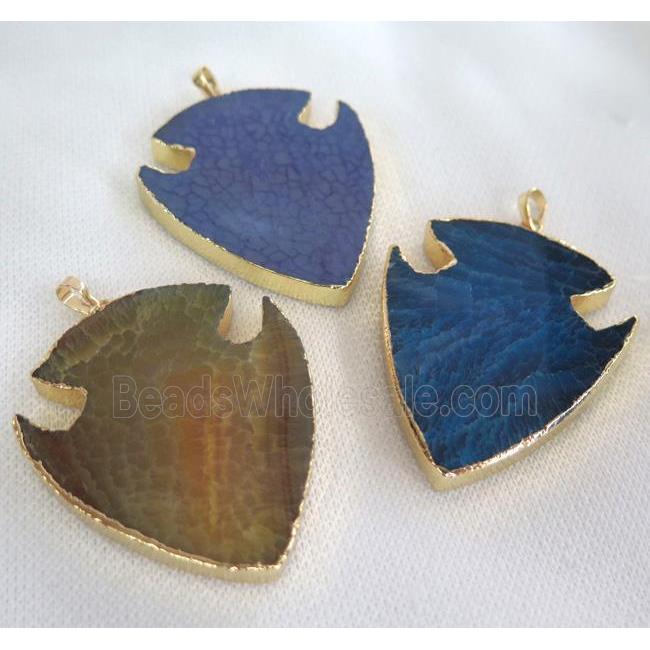 agate pendant, arrowhead, mixed color