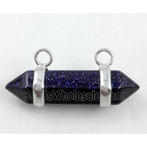 Blue SandStone pendant with 2-holes, bullet