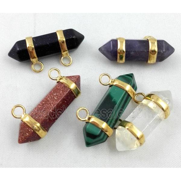 mixed gemstone pendant with 2-holes, bullet