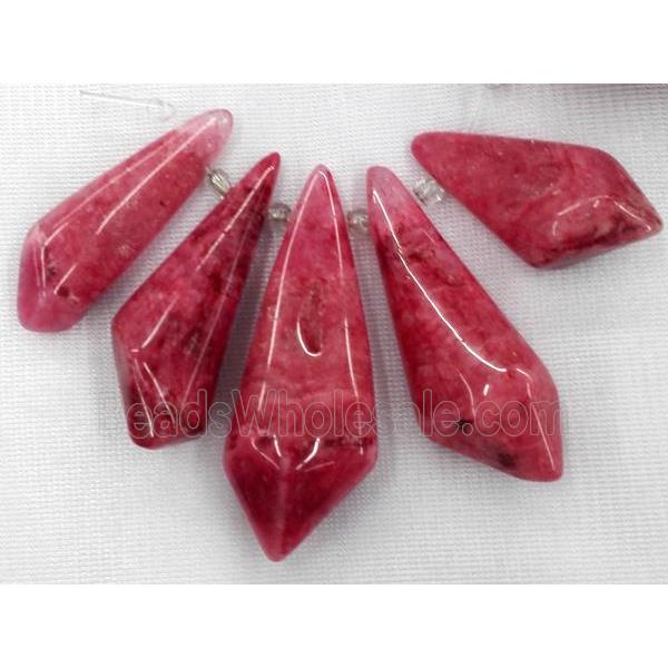 Clear Quartz pendant for necklace, jewelry sets, red dyed