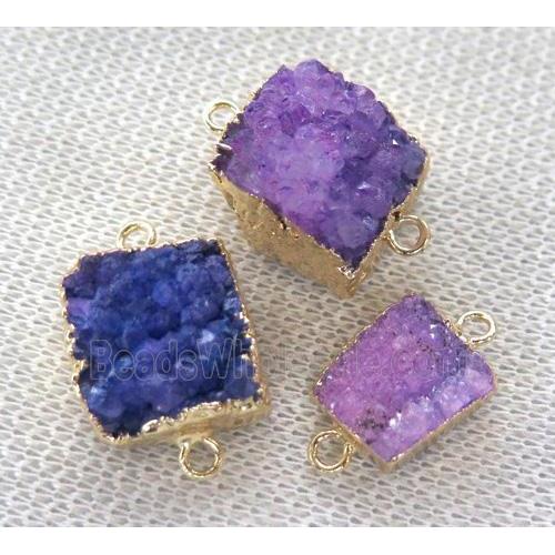 purple druzy quartz connector, square