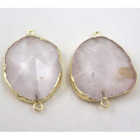 Clear Quartz Connector, freeform, point, gold plated