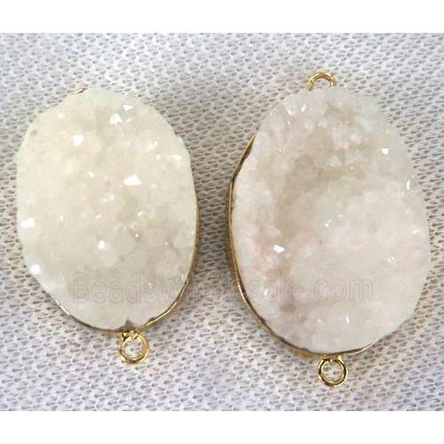 white druzy quartz connector, freeform