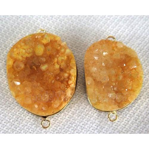 yellow druzy quartz connector, freeform