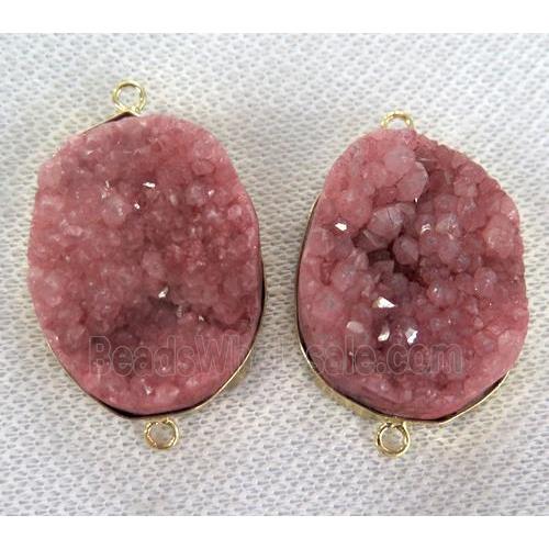 red druzy quartz connector, freeform