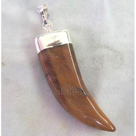 Tiger Eye Stone Horn Pendant