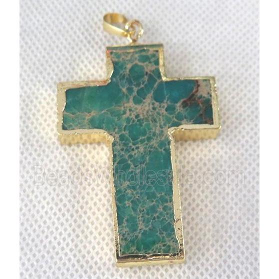 green Sea Sediment cross pendant