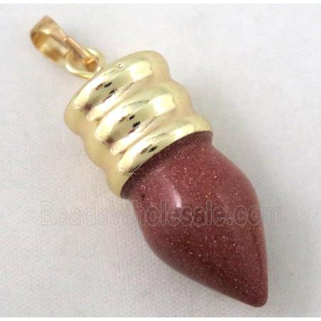 gold sandstone bullet pendant, gole plated