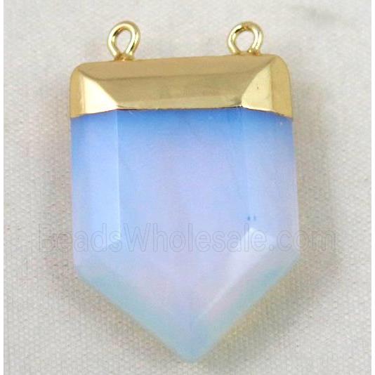 white opalite pendant, bullet, gold plated