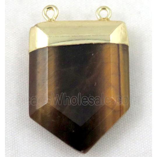 Tiger Eye Stone Pendant, bullet, gold plated