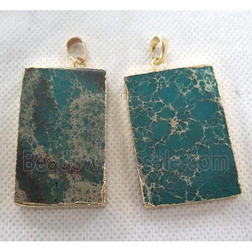 green Sea Sediment Jasper pendant, rectangle