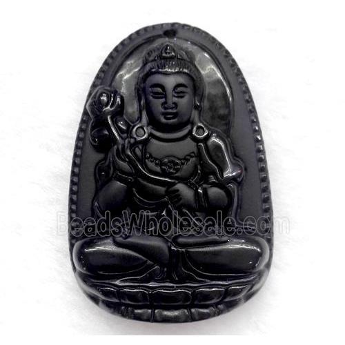 black obsidian pendant, buddha