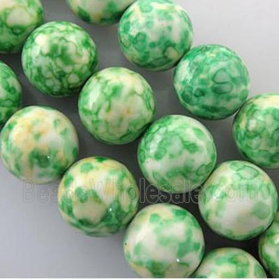 rainforest stone beads, green, stability, round