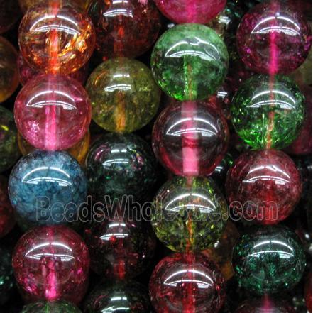 round Rainbow Tourmaline Beads