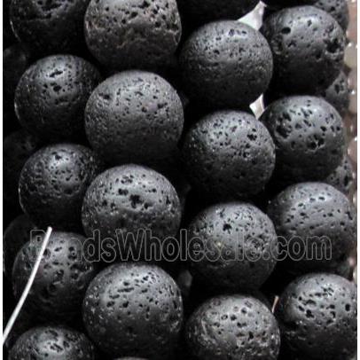 round black lava beads