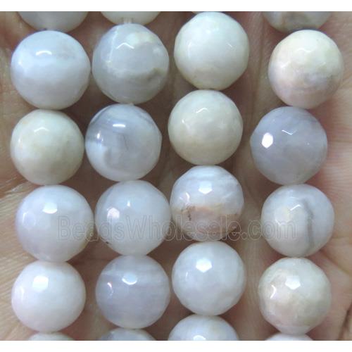 white Crazy Lace Agate Beads, faceted round