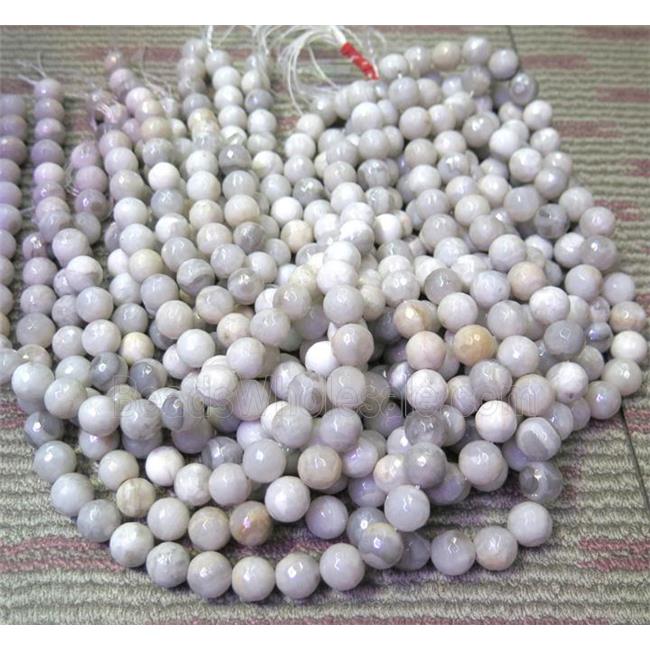 white Crazy Lace Agate Beads, faceted round