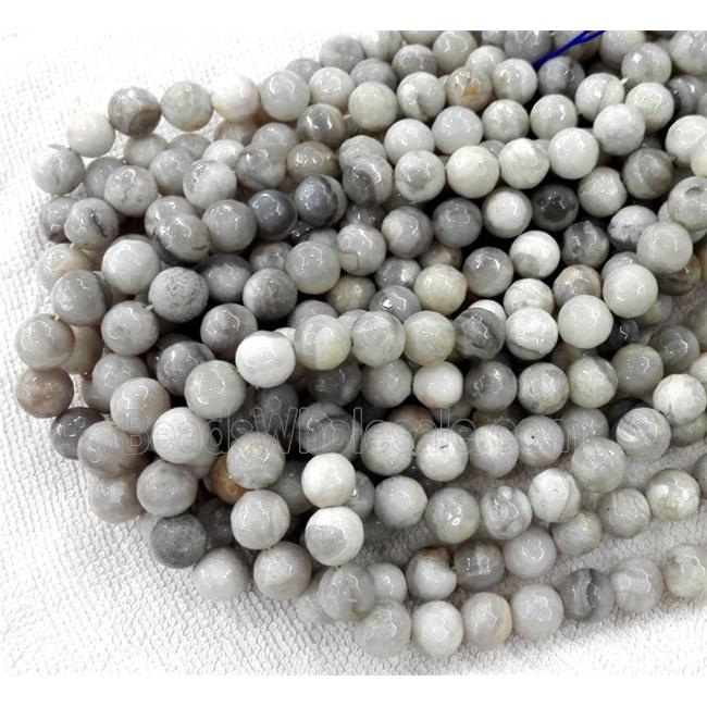 white Crazy Lace Agate Beads, faceted round