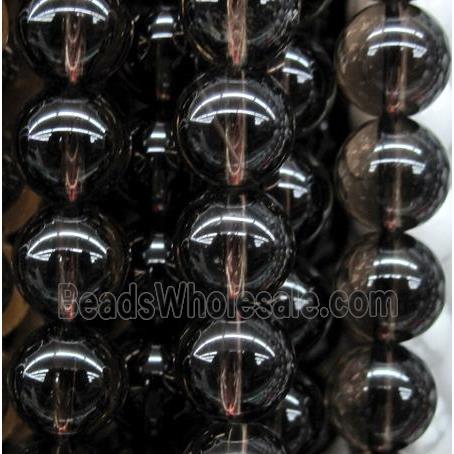 smoky quartz beads, smooth round, dye