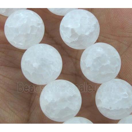 crackle Clear Quartz Beads, matte, round