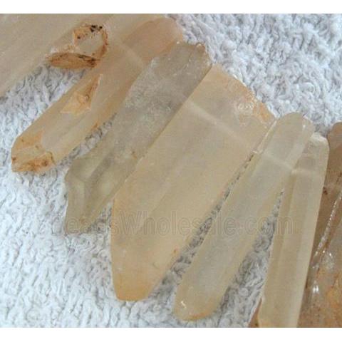 clear quartz stick bead, freeform, lt.yellow