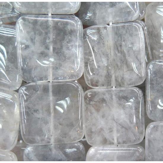 natural cloudy quartz bead, square