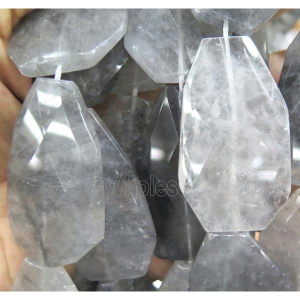 natural cloudy quartz bead, faceted freeform
