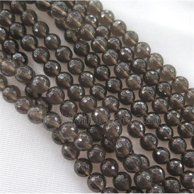 Smoky Quartz Beads, faceted round