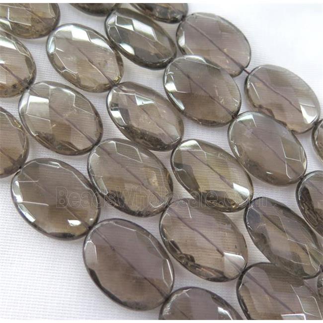 Smoky Quartz Beads, faceted oval