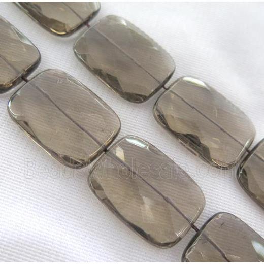 smoky quartz bead, faceted rectangle