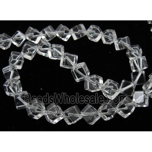 Natural Clear Quartz Bead, cube, corner-drilled, grade A