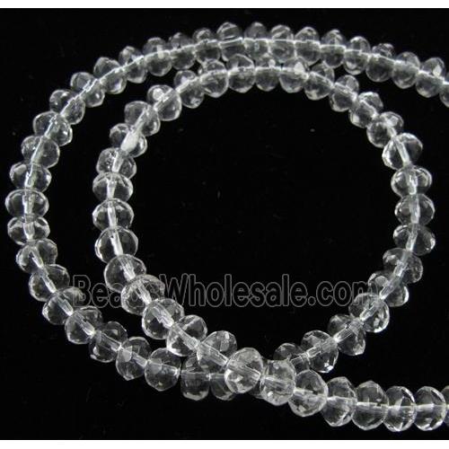 Natural Clear Quartz Bead, faceted rondelle