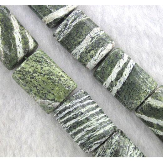 Rectangle Green Silver Stripe, gemstones