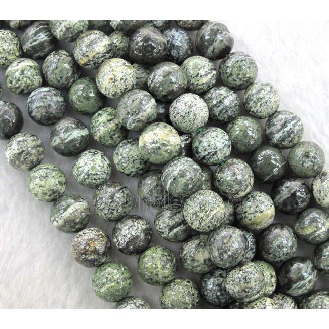 Round Natural Green Silver-line Jasper Beads