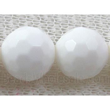 Tridacna shell beads, faceted round, white