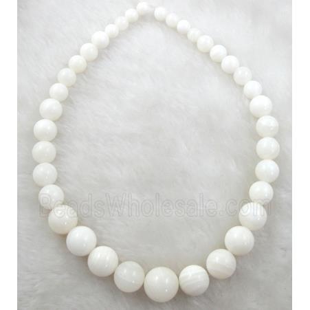 Tridacna shell necklace, round, white