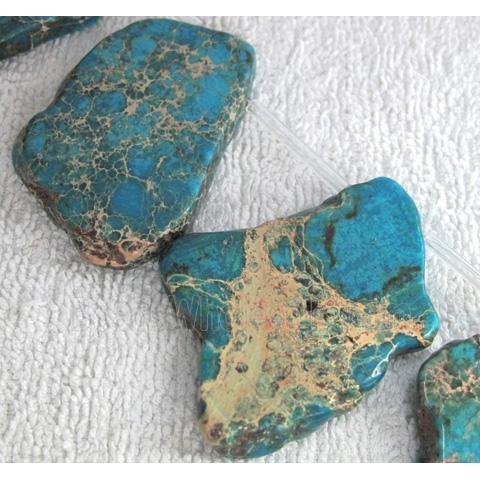 Sea Sediment slice beads, freeform, blue