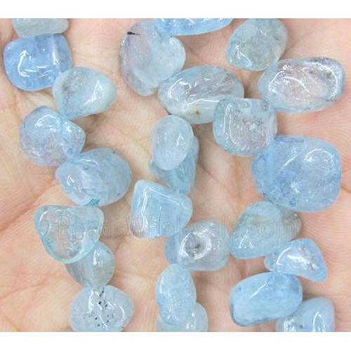 Aquamarine chip beads, freeform