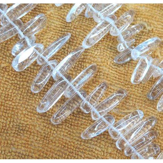 clear quartz crystal beads, synthetic, freeform stick